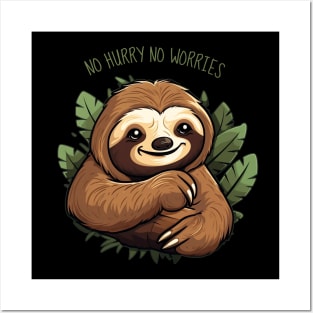Cute Sloth No Hurry No Worry Posters and Art